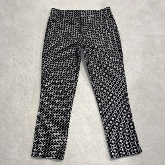 Lord & Taylor Black & White Pattern Pants. Front Zipper. Size 10 - Picture 1 of 9